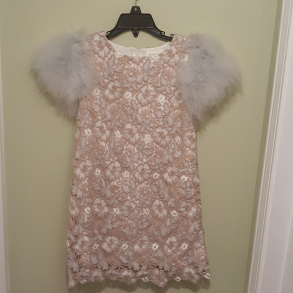 Charabia Feather-Laced Shift Dress Pink - Picture 4 of 5